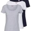 Anna Field 3 Pack - Camiseta Básica - White/Navy/Light Grey Melange