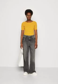 Anna Field Camiseta Estampada - Dark Yellow/White