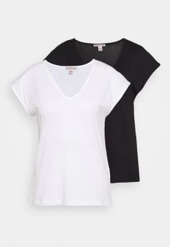 Anna Field Basic V Neck Drop Shoulder 2 Pack- Camiseta Básica - Black/White -Anna Field 3f70515ddea441198ad67ad028d850d3