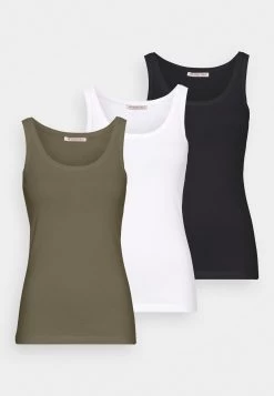 Anna Field Basic Tank 3Er Pack - Top - Black/White /Khaki -Anna Field 4289b0b1f8034059a3de71ba922c276a