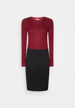 Anna Field Crew Ausschnitt Ripp Top Bodycon Mini Strickkleid - Vestido De Tubo - Dark Red/Black