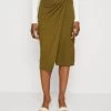 Anna Field Front Knot Midi Skirt - Falda De Tubo - Khaki