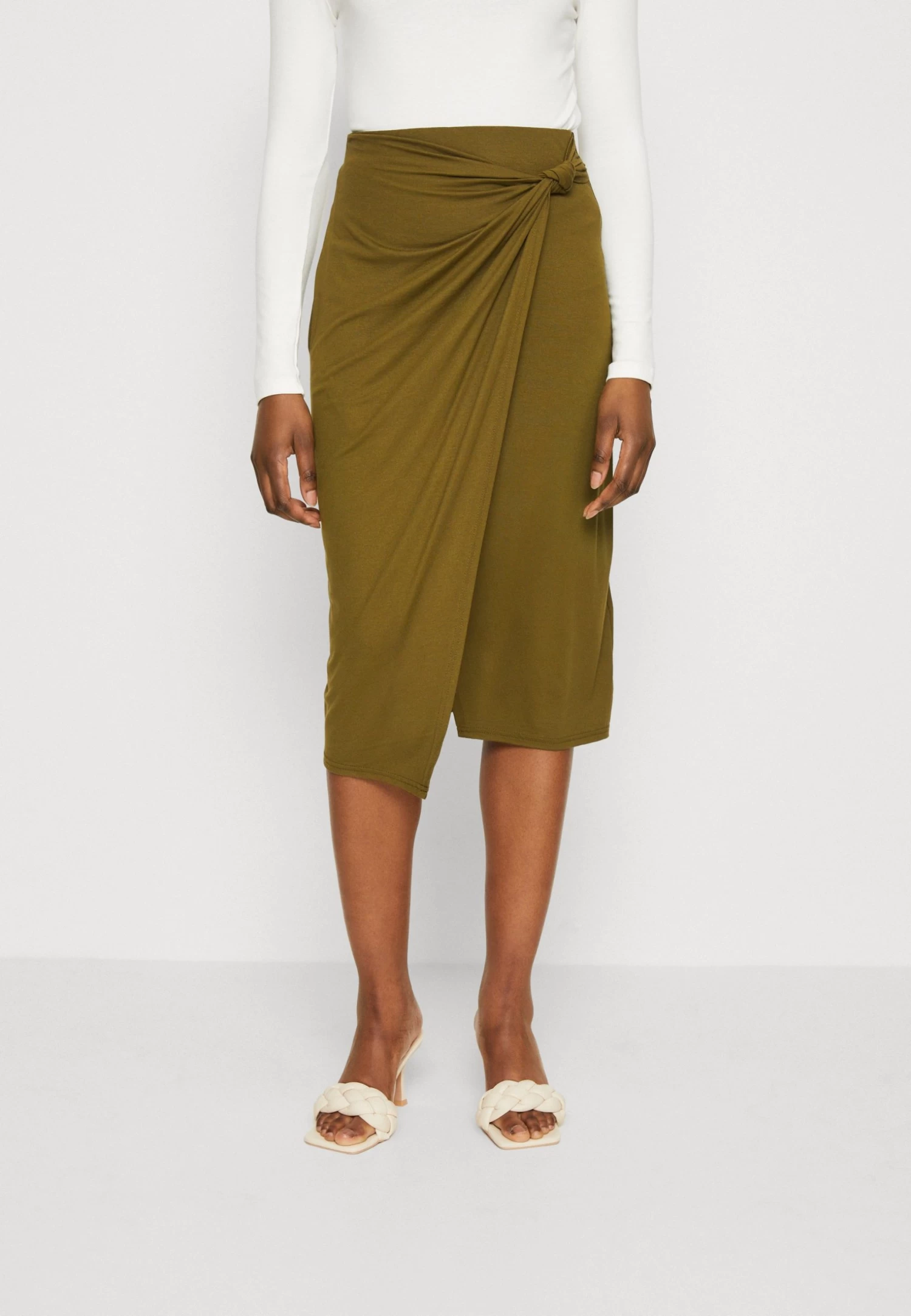 Anna Field Front Knot Midi Skirt - Falda De Tubo - Khaki 1 Anna Field Front Knot Midi Skirt - Falda De Tubo - Khaki