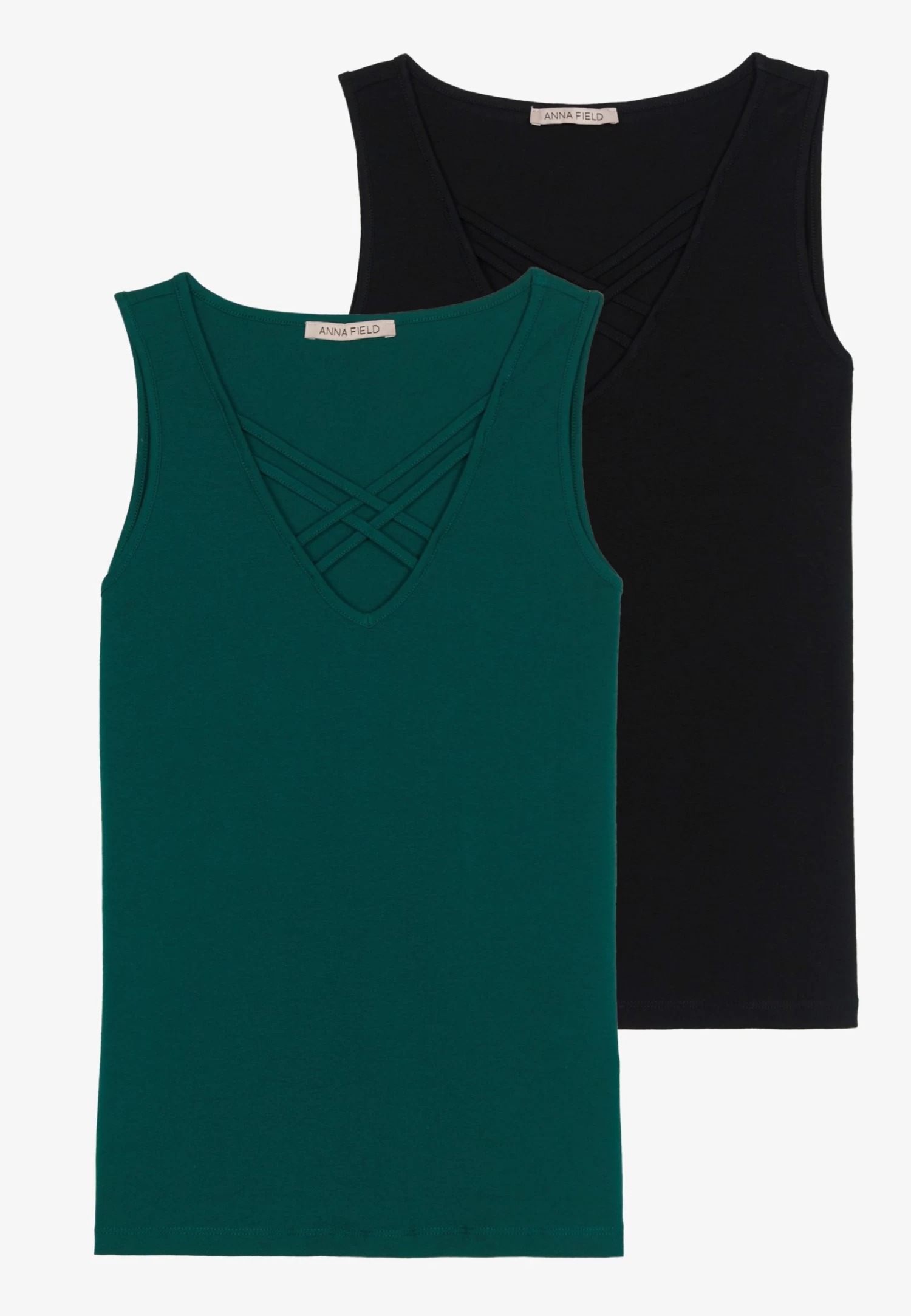 Anna Field 2-Pack - Top - Black/Dark Green 5 Anna Field 2-Pack - Top - Black/Dark Green - Imagen 5