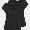 Anna Field Basic V Neck Drop Shoulder 2 Pack- Camiseta Básica - Black
